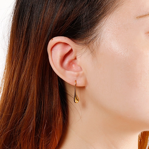 Pendientes De Gota De Agua En Acero Inoxidable Pulido Joyas Geométricas Minimalistas Para Mujeres Chicas Colgantes Lisos
