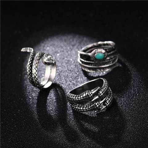 Anillos Abiertos Punk Serpiente Garra De Dragón Metal Vintage Ajustable Gótico Hip Hop Joyas Animales Hombre Mujer
