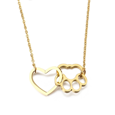 Collana Con Ciondolo A Cuore E Zampa Per Donna In Acciaio Inossidabile Gioielli Amante Animali Catena Minimalista