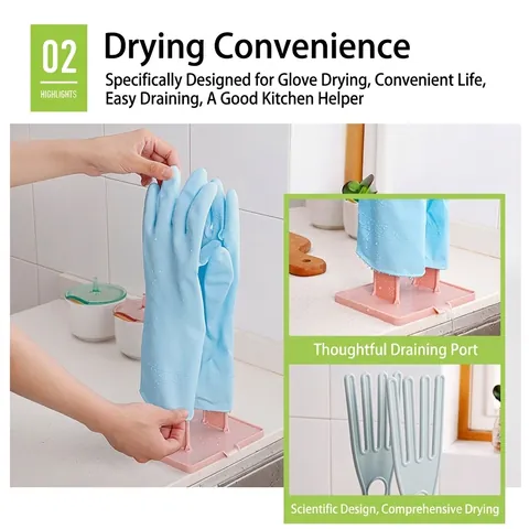 Glove Drying Rack Plastic Foldable Kitchen Storage Stand With Drainage Base Detachable Dishcloth Holder Finger Shape