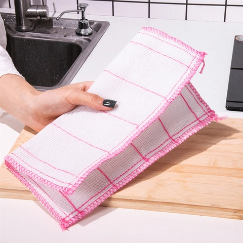 Torchons En Gaze De Coton Microfibre Absorbants Multi Couches Maille Serviettes De Cuisine Pour Le Nettoyage Carré