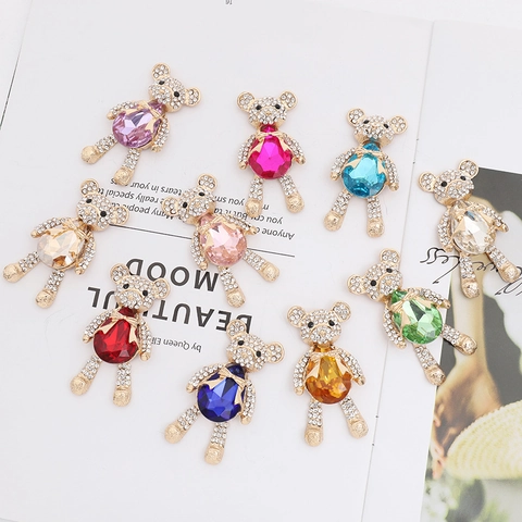 Bär Form DIY Schmuck Zubehör Glänzend Legierung Strass Großer Kristall Anhänger Für Handyhülle Kleidung Dekoration