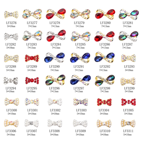 Bowknot Nail Art Decorations Alloy Rhinestone Faux Artificial Pearl Charms 3D Sparkling Manicure Accessories Japanese Style Jewelry