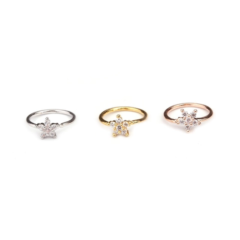Glänzende Kupfer Zirkonia Blume Nasenringe Stecker Piercing Schmuck Frauen Trendy Minimalistische Körper Accessoires