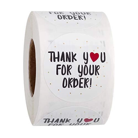Adesivi Grazie Per Il Tuo Ordine Rotondi Etichette Adesive Cuore Rosso Puntini Dorati Decorazione Imballaggio Regalo