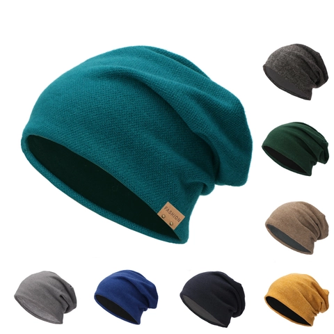 Gorro Slouchy De Punto Acrílico Doble Capa Grueso Cálido Pullover Exterior Casual Para Hombres Mujeres