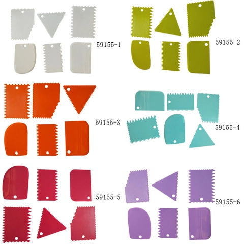Raschietto Per Torte In Plastica Spatola Per Crema Bordo Seghettato Strumenti Decorazione Tagliapasta Trapezio Triangolo Semicerchio Multicolore