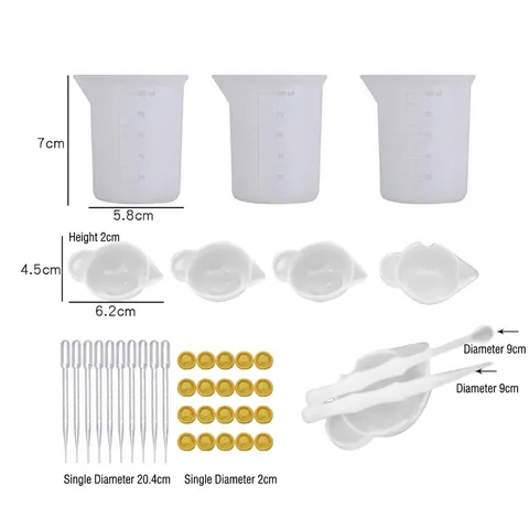 DIY Resin Casting Tool Kit Silicone Measuring Cups Mixing Cups Pipettes Finger Cots Stirring Sticks Jewelry Making Tools