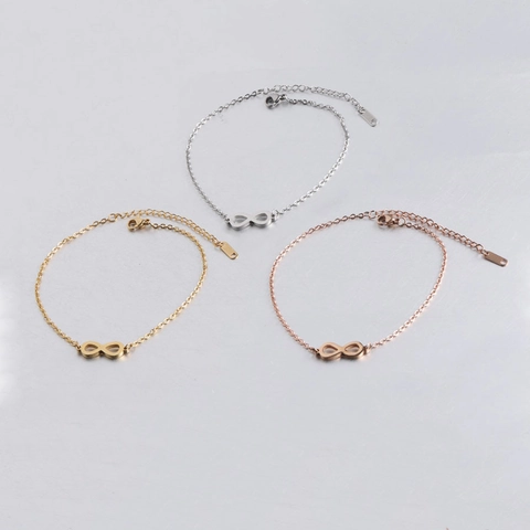 Pulsera Símbolo Infinito Pulido Espejo En Acero Inoxidable Chapado En Oro 18K Cadena Ajustable Joyería Eterna Para Mujeres Hombres Minimalista