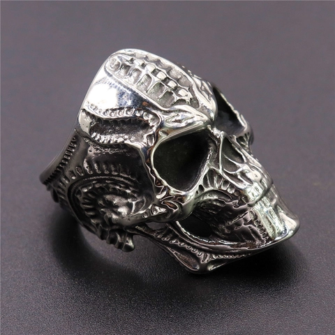 Anello Teschio Acciaio Inossidabile Intagliato Gotico Punk Scheletro Gioielli Retro Per Uomo Unisex