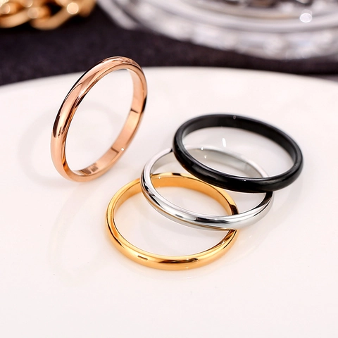 Anello A Fascia Minimalista In Acciaio Al Titanio Lucidato A Specchio Alta Brillantezza Gioielli Da Dito Sottili Per Donna