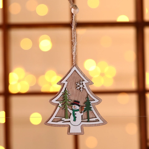 Ornamenti Appesi Di Natale In Legno Intagliati Laser Babbo Natale Pupazzo Di Neve Renna Decorazione Albero Festivo Rustico