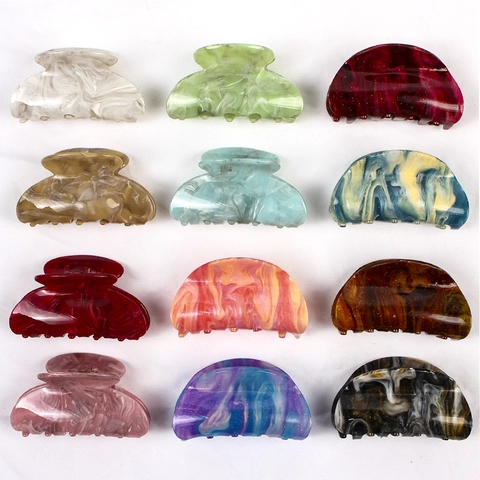 Large Marble Pattern Hair Claw Clip Acetate Acrylic Shark Clips Nonslip Strong Hold Styling Accessories For Women Girls