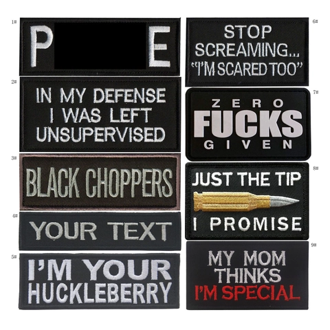 Tactical Morale Patches Funny Slogan Embroidery Applique Hook And Loop Backing Decorative Badge For Backpack Jacket