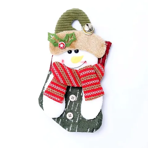 Calcetines Navidad Bolsas Regalo Colgantes Tela No Tejida Plaid Cascabeles Botones Papá Noel Muñeco De Nieve Reno Decoración
