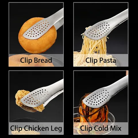 Pinze Per Alimenti 304 Acciaio Inossidabile Cavo Cucina Pinze Da Cucina Per Barbecue Bistecca Pane Clip Di Bloccaggio