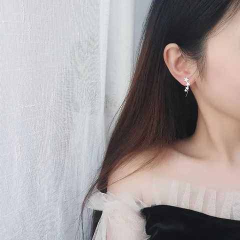 925 Sterling Silber Stern Ear Climber Minimalistisch Fünfzackiger Stern Ohrstecker Für Damen Koreanischer Modeschmuck Geschenk