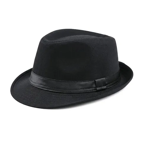 Men Fedora Hat Vintage British Style Pinstripe Jazz Hat With Band Decor Polyester Felt Gentleman Short Brim Winter Autumn