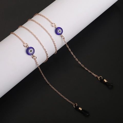 Evil Eye Glasses Chain Metal Eyewear Holder Blue Beads Anti Slip Eyeglasses Strap Retro Turkish Style Sunglasses Neck Cord