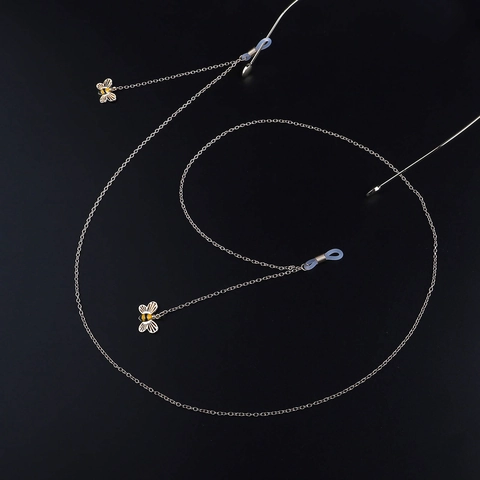 Glasses Chain Metal Alloy Bee Butterfly Pendant Anti-slip Silicone Loops Fashionable Neck Strap Eyewear Accessory