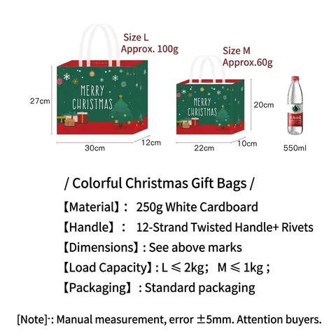 Sacchetto Regalo Di Natale Scatola Di Carta Pieghevole Con Manici E Nastro Stampa Merry Christmas Confezione Festiva