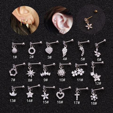 Pendientes De Cartílago Circonita Cúbica Cobre Incrustado Acero Inoxidable Joyería De Piercing Para Mujer Moda Fina