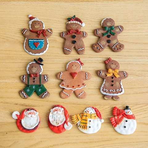Calamite Da Frigorifero Di Natale Babbo Natale Pupazzo Di Neve Omino Di Pan Di Zenzero Adesivi Magnetici In Resina 3D Per Cucina