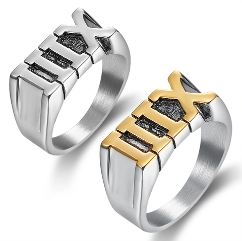 Anillo De Banda Con Números Romanos XIII De Acero Inoxidable Joyería Estilo Street Punk Para Hombre Y Mujer