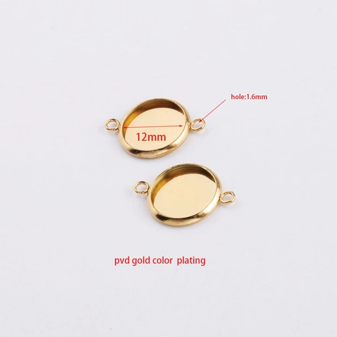 Pendentifs Plateau À Lunette Ronde En Acier Inoxydable Plaqué Or PVD Connecteurs À Double Boucle Pour Bijoux DIY