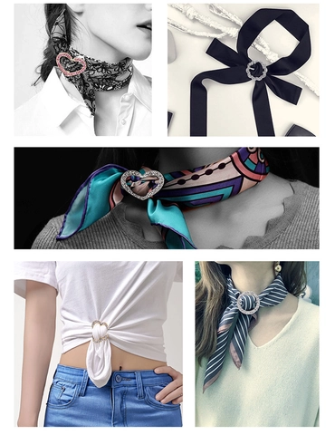 Boucle D'Écharpe En Alliage De Strass Clip De Noeud De Vêtements Coeur Rond Papillon Décoration D'Ourlet De T-Shirt Pour Femmes