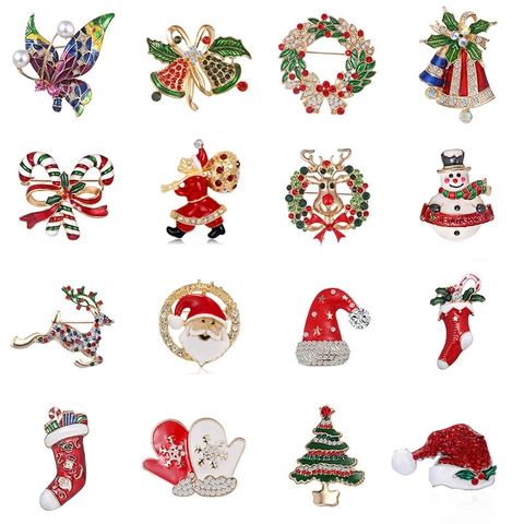 Spilla Di Natale Lega Smalto Strass Babbo Natale Renna Pupazzo Di Neve Albero Cappello Gioielli Festivi Per Donne Uomini