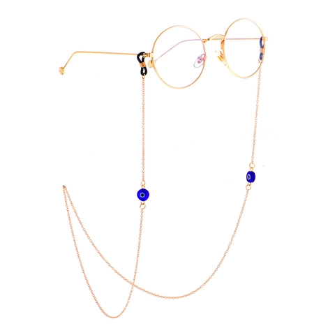 Evil Eye Glasses Chain Metal Eyewear Holder Blue Beads Anti Slip Eyeglasses Strap Retro Turkish Style Sunglasses Neck Cord