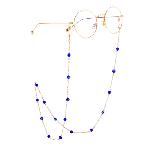 Eyewear Chain With Blue Evil Eye Beads Alloy Metal Anti-Slip Glasses Strap Holder Decorative Eyeglasses Lanyard For Women