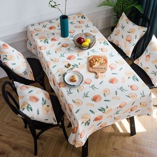 Nordischer Pfirsich Frucht Bedruckt Rechteckig Tischdecke Chemiefaser Staubdicht Esstisch Abdeckung Für Zuhause Küche Dekoration