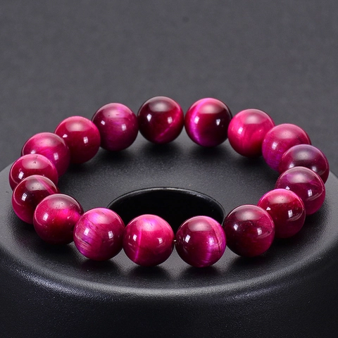 Pulsera De Cuentas De Piedra Ojo De Tigre Rojo Rosa Natural Joyería De Cristal De Sanación Para Mujeres Hombres