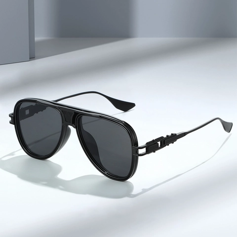 Lunettes de Soleil Aviateur de Mode Hommes Femmes Monture en Métal Style Industriel Rétro Protection UV400