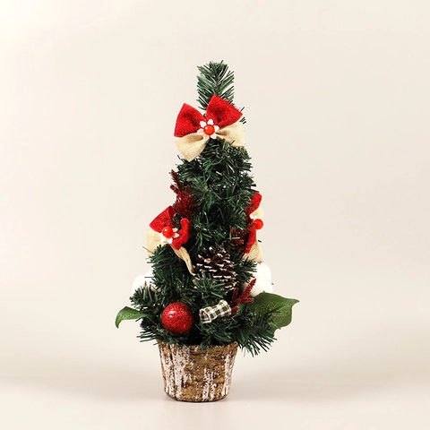 Mini Albero Di Natale Artificiale Decorazione Da Tavolo Con Pigne Naturali Palline Di Cotone Fiocchi Rossi E Bacche Verde PVC Festa Casa Ufficio Scrivania