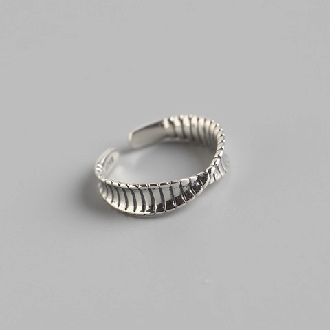Retro 925 Sterling Silver Open Ring Möbius Twist Wave Texture Vintage Adjustable Finger Jewelry For Women High Quality