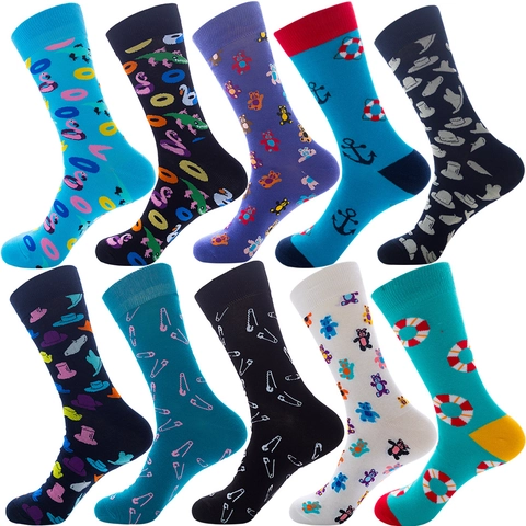 Neuheit Crew Socken Lustige Muster Baumwollmischung Lässig Atmungsaktiv Pizza Hut Flamingo Drucke Modische Strumpfwaren