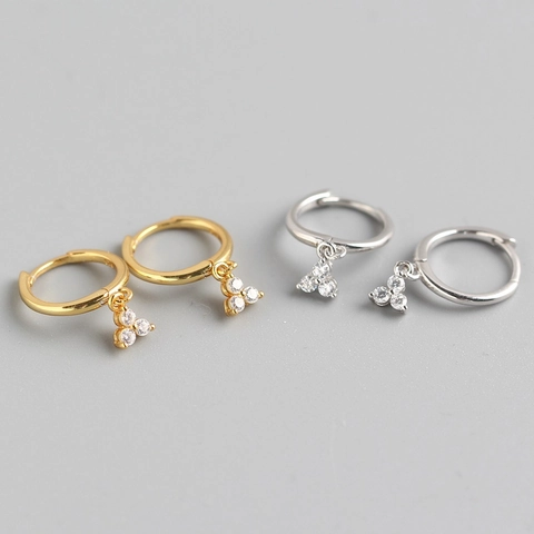 925 Sterlingsilber Strass Creolen Für Damen Minimalistischer INS Stil Dreifach Drop Geometrischer Schmuck Geschenk Gold Silber