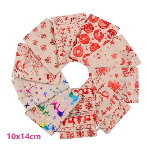 Sacchetti Regalo Di Natale Con Coulisse In Tela Di Iuta Confezioni Festive Sacchetti Decorativi Riutilizzabili Per Feste