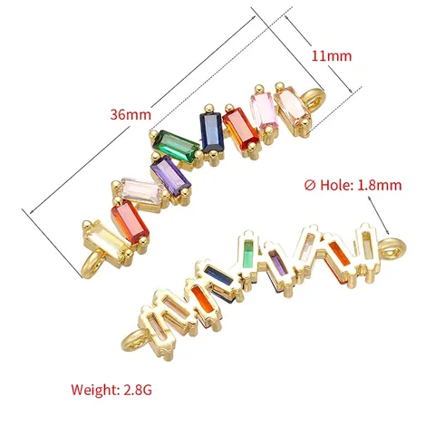 Micro Pave Rainbow Zirconia Connector Brass Multi Color Cubic Zirconia Links DIY Bracelet Necklace Making Jewelry
