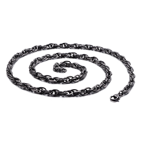 Retro Roestvrijstalen Twist Touw Ketting Ketting Individuele Verbonden Schakels Sieraden Voor Mannen Met Kreeftsluiting