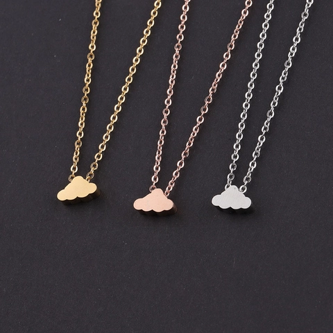 Collana Con Pendente A Nuvola Acciaio Inossidabile Placcato Oro 18K Lucidato A Specchio Catena Per Clavicola Gioielli Da Donna
