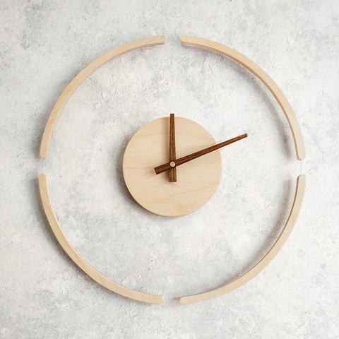 Reloj De Pared Nórdico Minimalista Madera De Abedul Y Nogal Acrílico Diseño Flotante Cuarzo Silencioso Para Salón Dormitorio Hogar