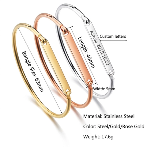 Minimalist Open Cuff Bangle Bracelet Stainless Steel Polished Flat Bar Chic Fashion Jewelry For Women Modern Simple Style