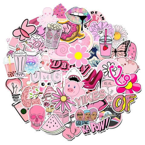 Wasserfeste Pvc Aufkleber Rosa Cartoon Graffiti Vsco Ästhetische Aufkleber Für Laptop Gepäck Gitarre Skateboard Dekor Diy Kunst