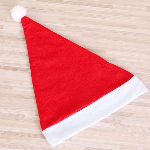 Gorro De Navidad Clásico Gorro De Papá Noel Rojo Tela No Tejida Con Borde De Felpa Blanca Decoración De Fiesta Adultos Niños