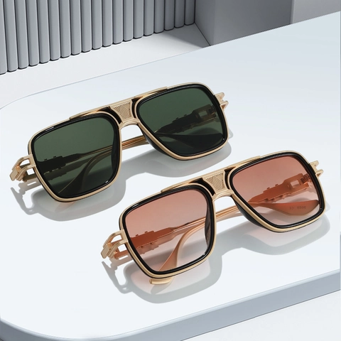 Vintage Square Sunglasses For Men And Women UV400 Protection Plastic Metal Frame Punk Pilot Style Fashion