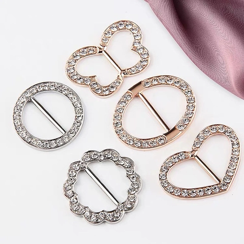 Rhinestone Alloy Scarf Buckle Clothes Knot Clip Heart Round Butterfly Shape T-Shirt Hem Decoration For Women